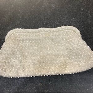 Vintage Cream Beaded Clutch